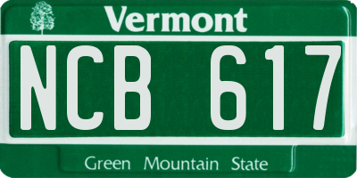 VT license plate NCB617