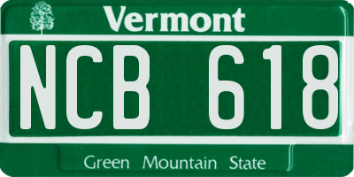 VT license plate NCB618