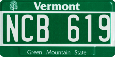 VT license plate NCB619