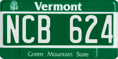 VT license plate NCB624