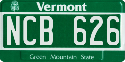 VT license plate NCB626