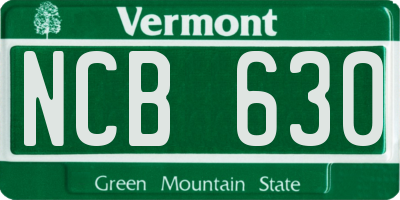 VT license plate NCB630