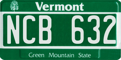 VT license plate NCB632
