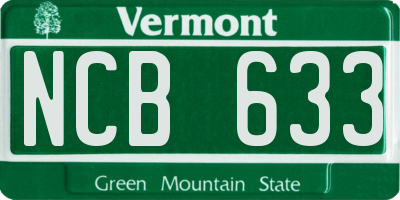 VT license plate NCB633