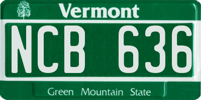 VT license plate NCB636