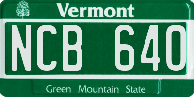 VT license plate NCB640