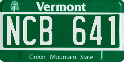 VT license plate NCB641