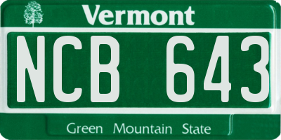 VT license plate NCB643