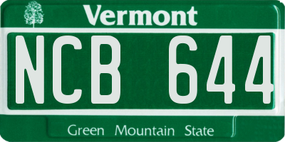 VT license plate NCB644