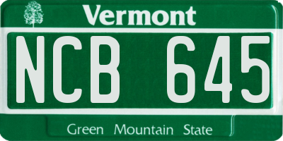 VT license plate NCB645