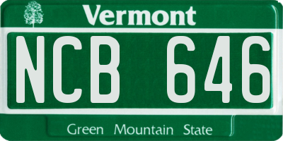VT license plate NCB646