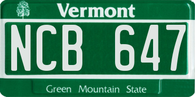 VT license plate NCB647
