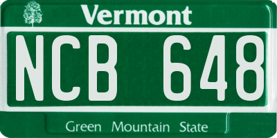 VT license plate NCB648