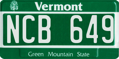 VT license plate NCB649