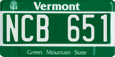 VT license plate NCB651
