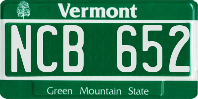 VT license plate NCB652