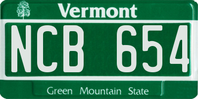VT license plate NCB654