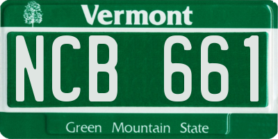 VT license plate NCB661
