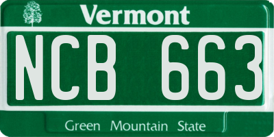 VT license plate NCB663