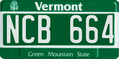 VT license plate NCB664