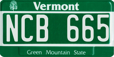 VT license plate NCB665