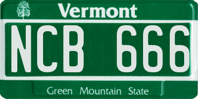 VT license plate NCB666