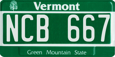 VT license plate NCB667