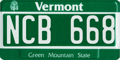 VT license plate NCB668