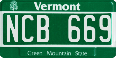 VT license plate NCB669