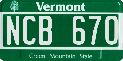 VT license plate NCB670
