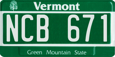 VT license plate NCB671