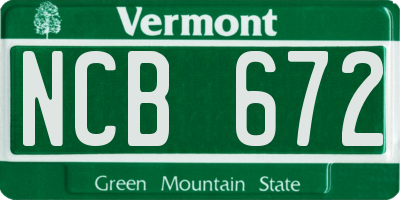 VT license plate NCB672