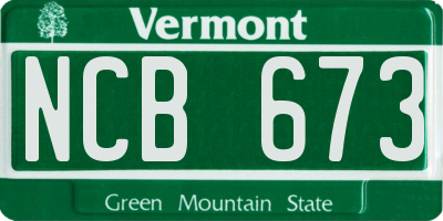 VT license plate NCB673