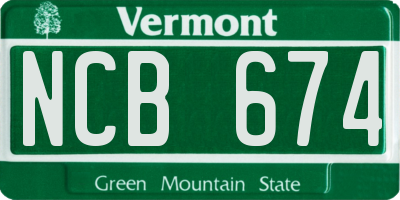 VT license plate NCB674