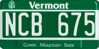 VT license plate NCB675