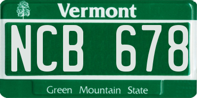VT license plate NCB678