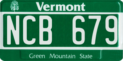 VT license plate NCB679
