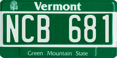 VT license plate NCB681