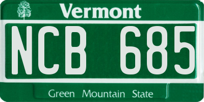 VT license plate NCB685