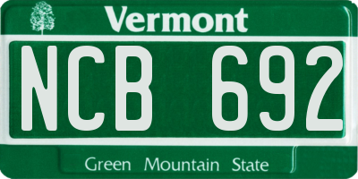 VT license plate NCB692