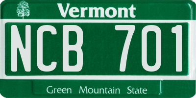 VT license plate NCB701