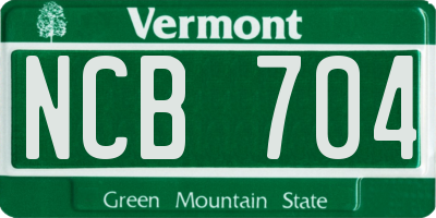 VT license plate NCB704