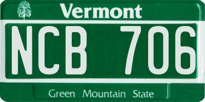 VT license plate NCB706