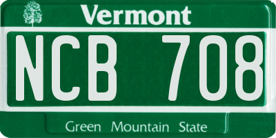 VT license plate NCB708