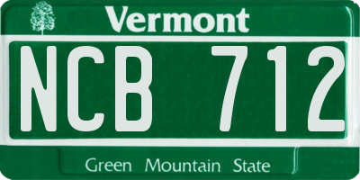 VT license plate NCB712
