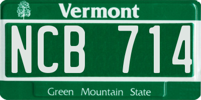 VT license plate NCB714