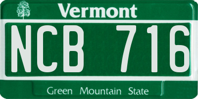 VT license plate NCB716