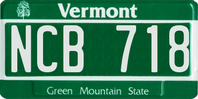 VT license plate NCB718