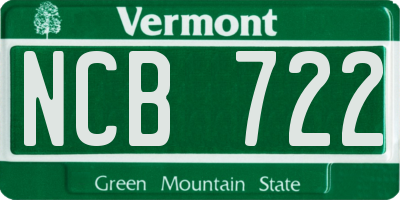 VT license plate NCB722