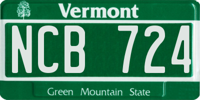 VT license plate NCB724